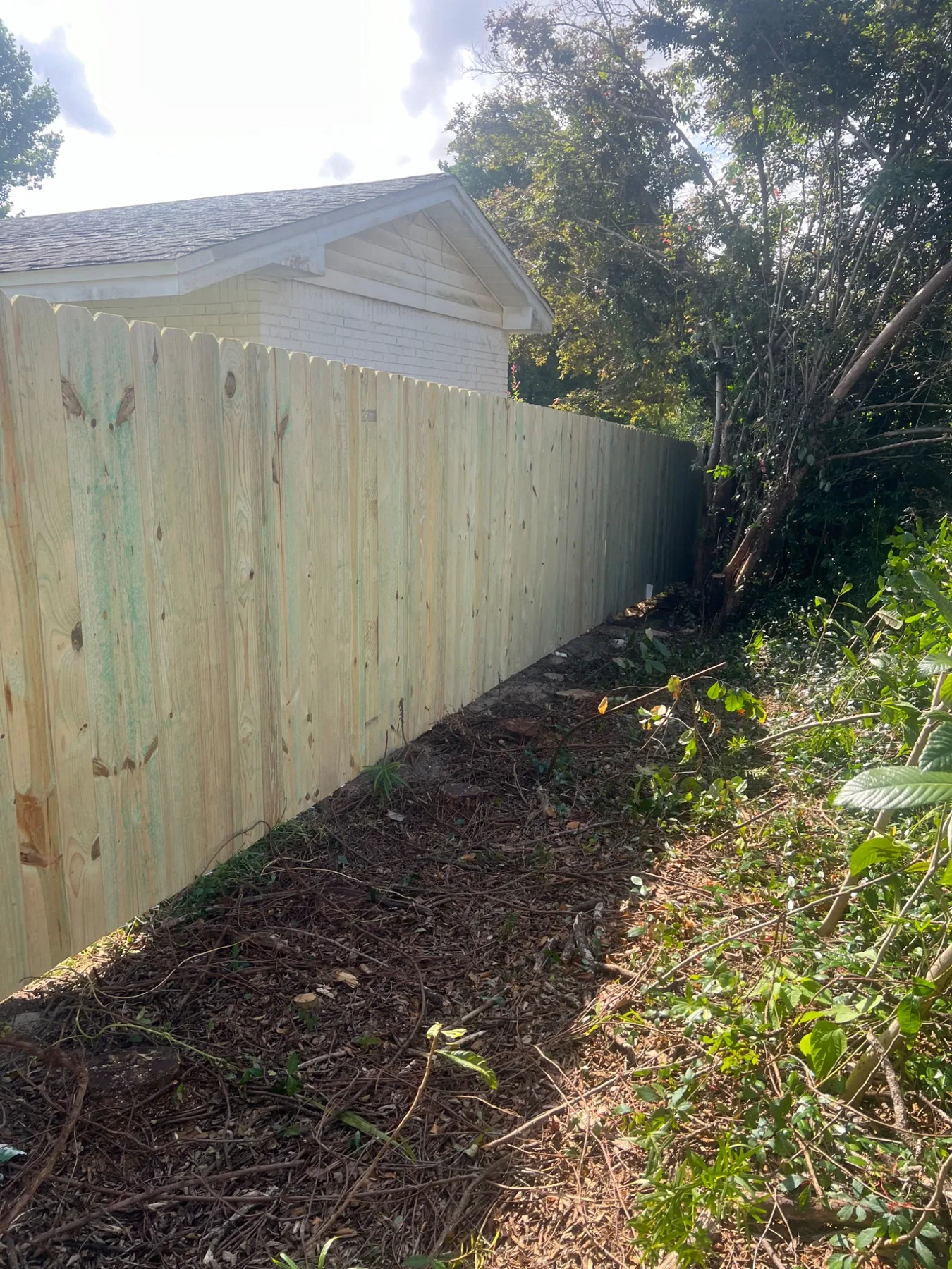 Long privacy fence line