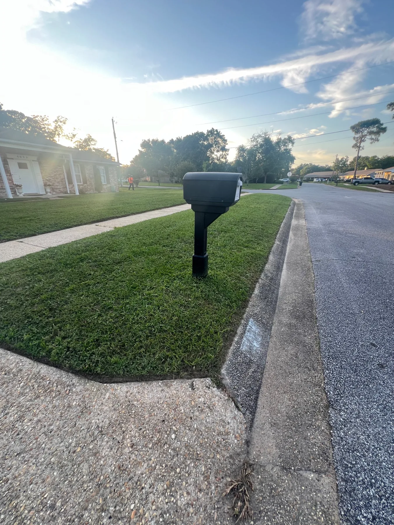 Clean residential lawn and curb edging